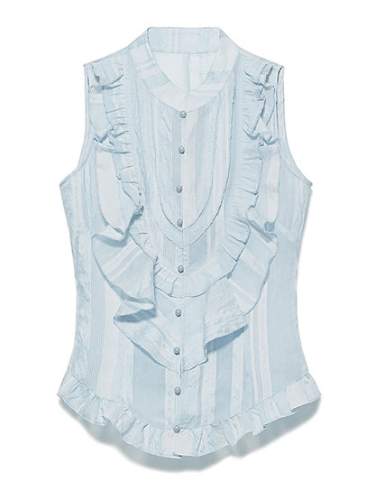 Sheer Frill Slender Sweet Retro Blouse