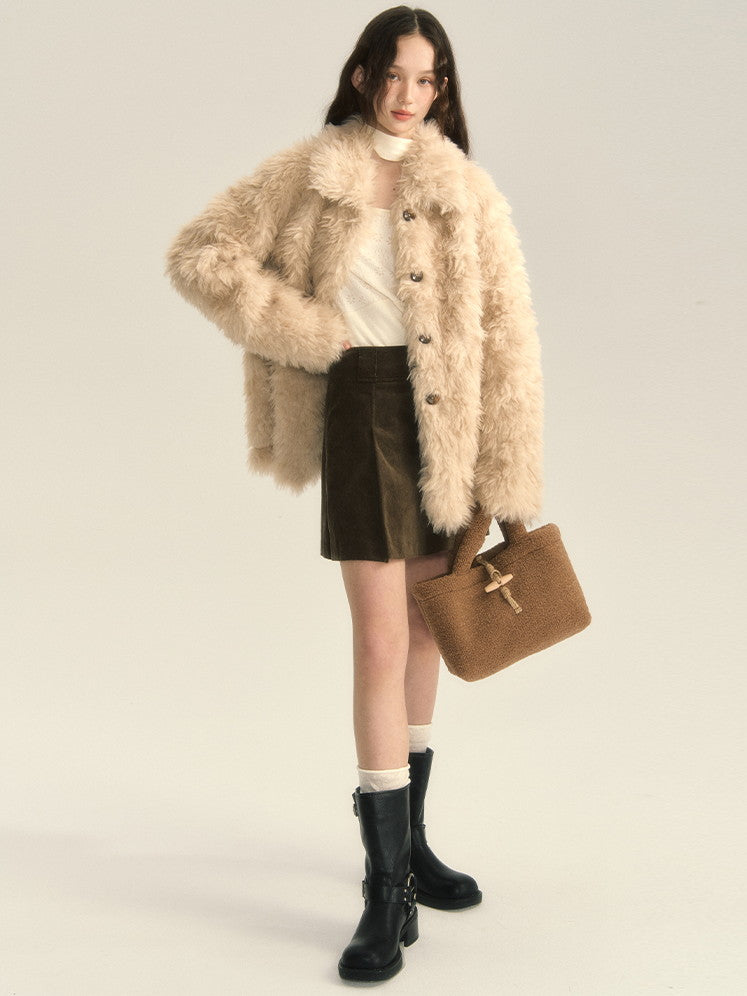 Fluffily Retro Oversize Winter Warm Boa-Jacket