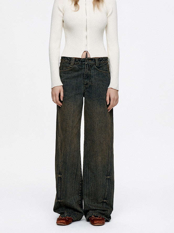 Denim Loose Balloon Casual Plain Wide-Pants