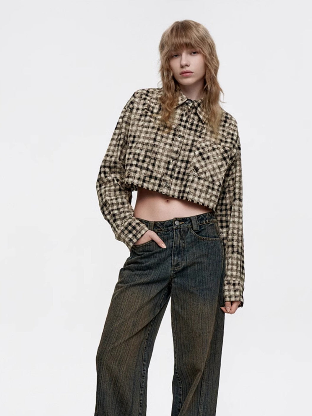 Checked Cropped Nichi Casual Chic Shirt