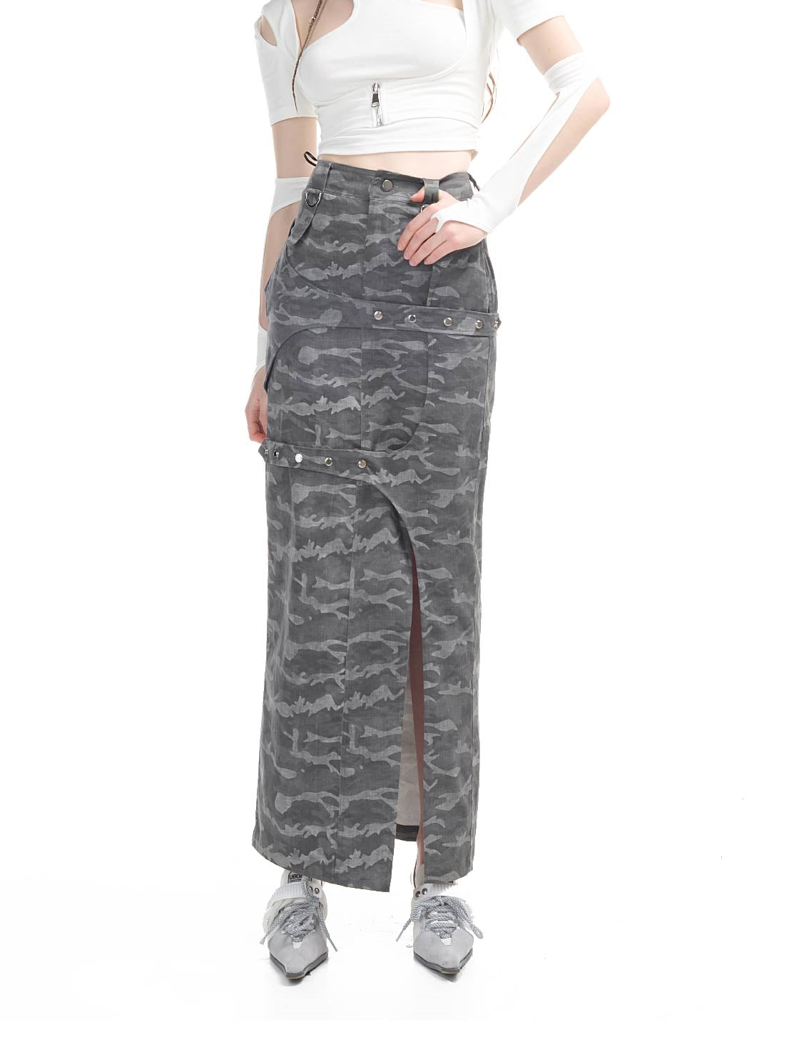 Camouflage Casual Cropped Enge Tops &amp; Long-Rebstrock