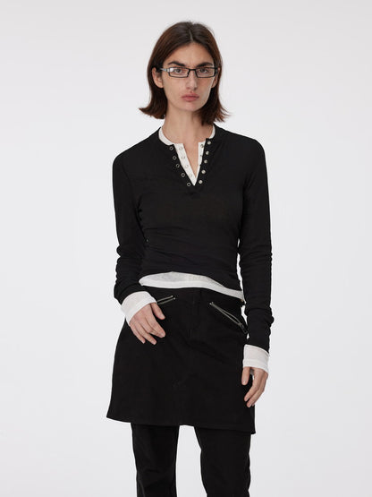 Layered Casual Slim V-Neck Long-Sleeve Thin Knit