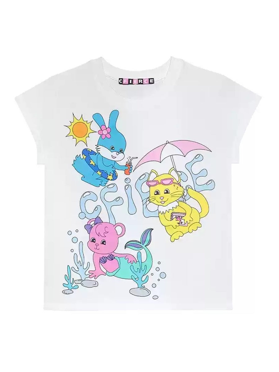 Fancy Animal Casual Pop Crew-Neck T-Shirt