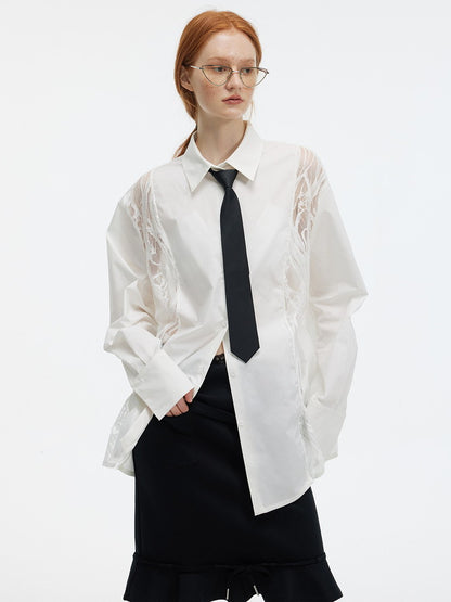 Oversize Lace Nichi Flower Long-Shirt