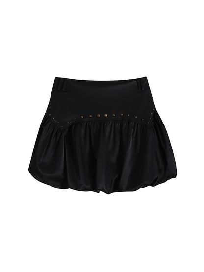 Balloon Gather Studs Fluffily Mini-Skirt