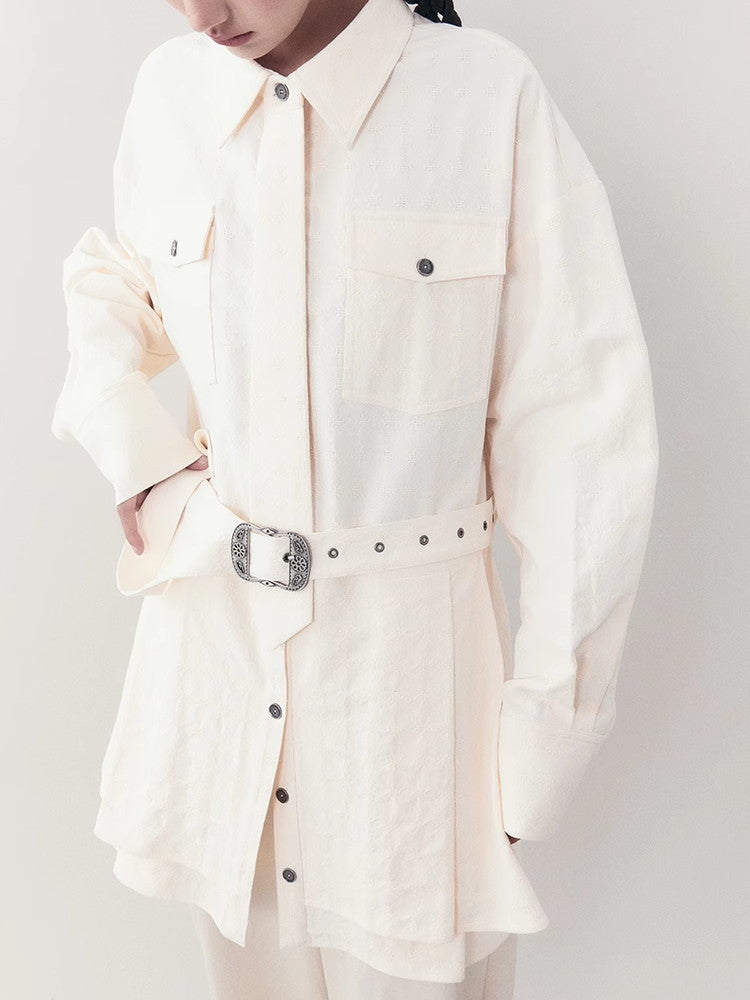 Oversize Back-Pleats Nichi Natural Tie Shirt