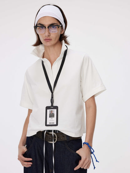 Oversize Drop-Shoulder Plain Casual Daily Polo-Shirt