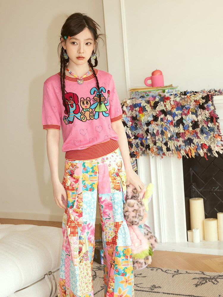 Heart Character Pop Retro Fancy Summer-Knit