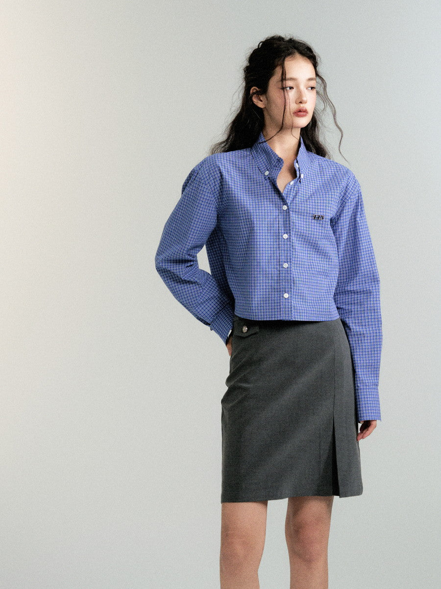 Simple Middle High-Waist Plain Skirt