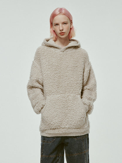 Hoodie Knit Ovresize Plain Casual Fuffily Parka