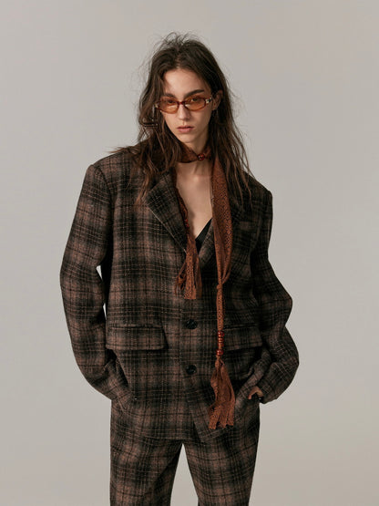 Checked Wool Classy Warm Retro Jacket