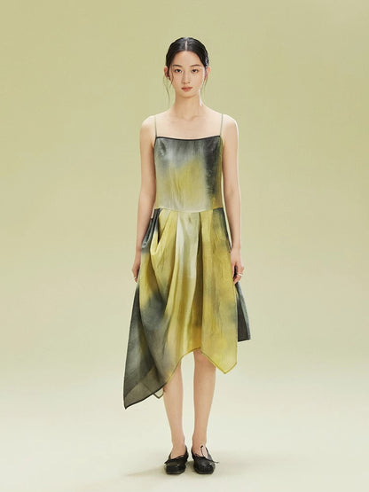 Tie-Dye Asymemtry Gradation Camisole Dress