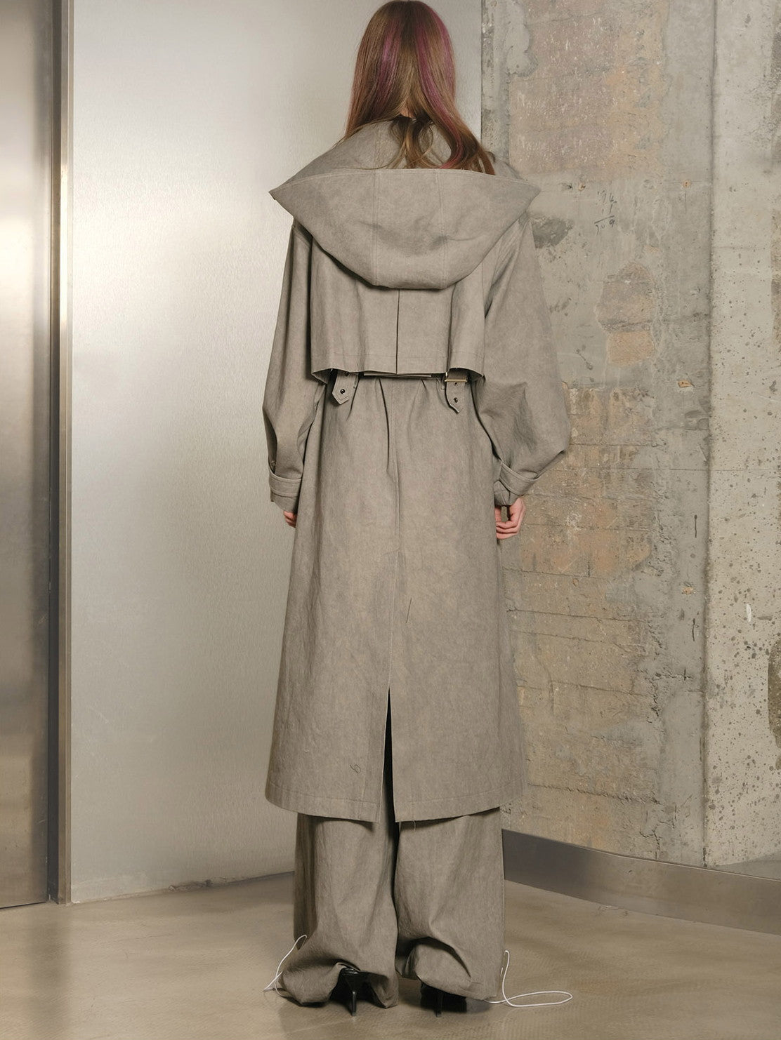 Hoddie Belt Classy Oversize Plain Trench-Coat Long-Coat