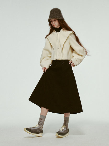 Plain Classy A-Line Long Simple Flare-Skirt