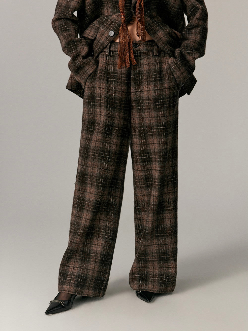 Checked Wool Classy Warm Retro Flare-Pants