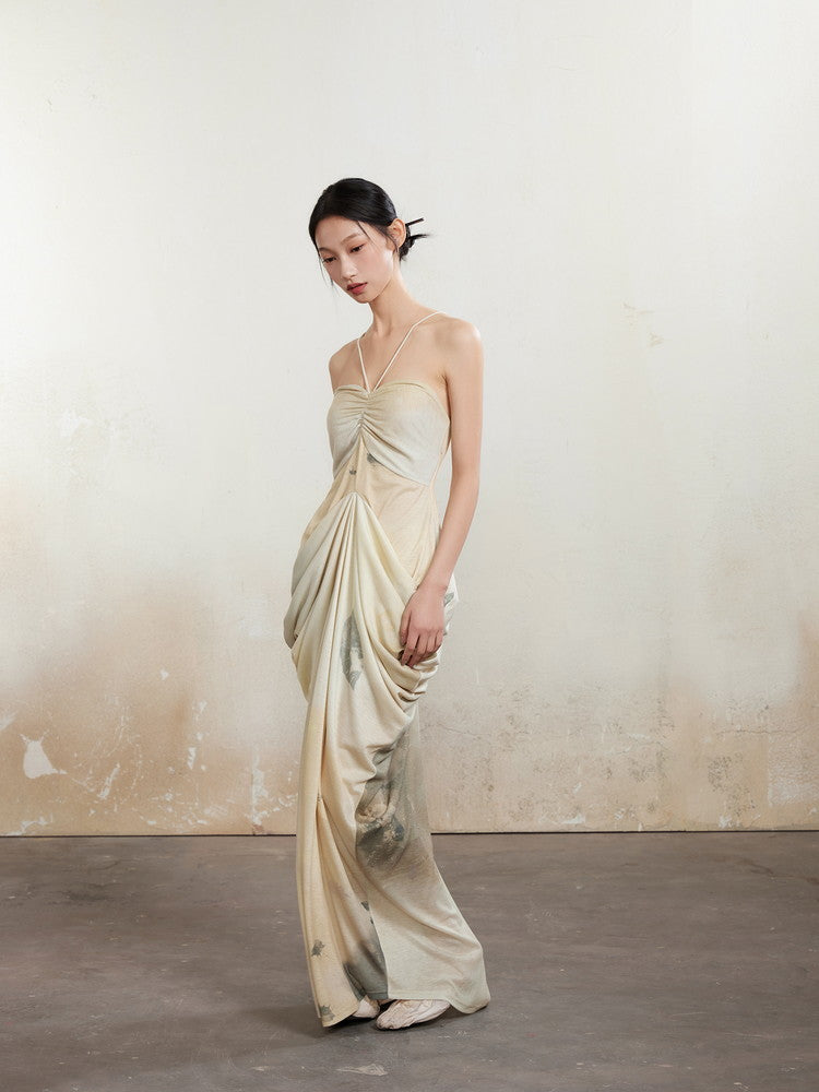 Halter-Neck Drape Elegant Back-Open Dress Halter-Neck Drape Elegant Back-Open Dress