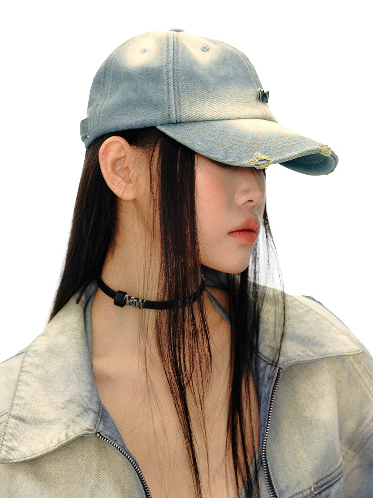 Denim Washed Damage Hat Cap