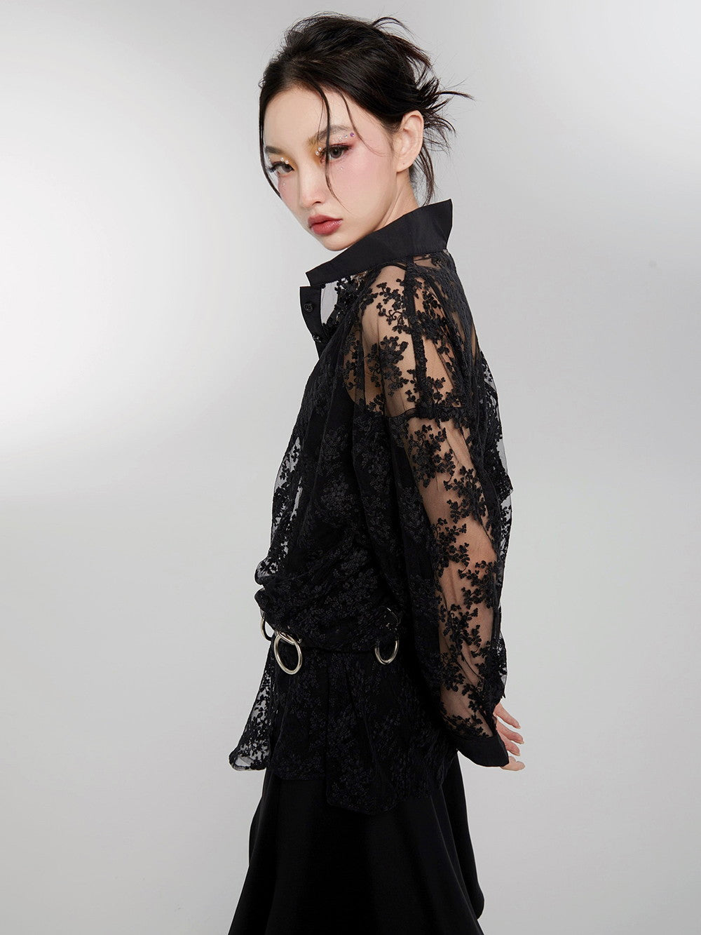 Lace See-Through Chic Long-Tops Shirt – ARCANA ARCHIVE
