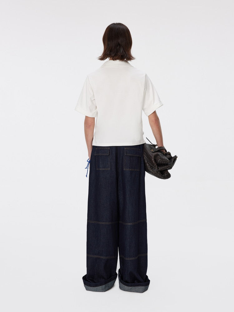 Denim Straight Casual High-Waist Pants