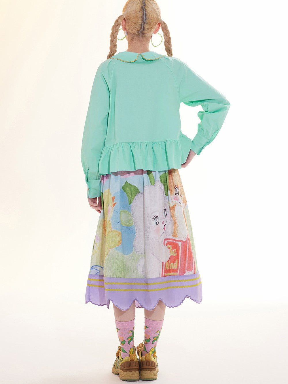 Flowre Character Scallop Watercolor Fancy Flare-Skirt