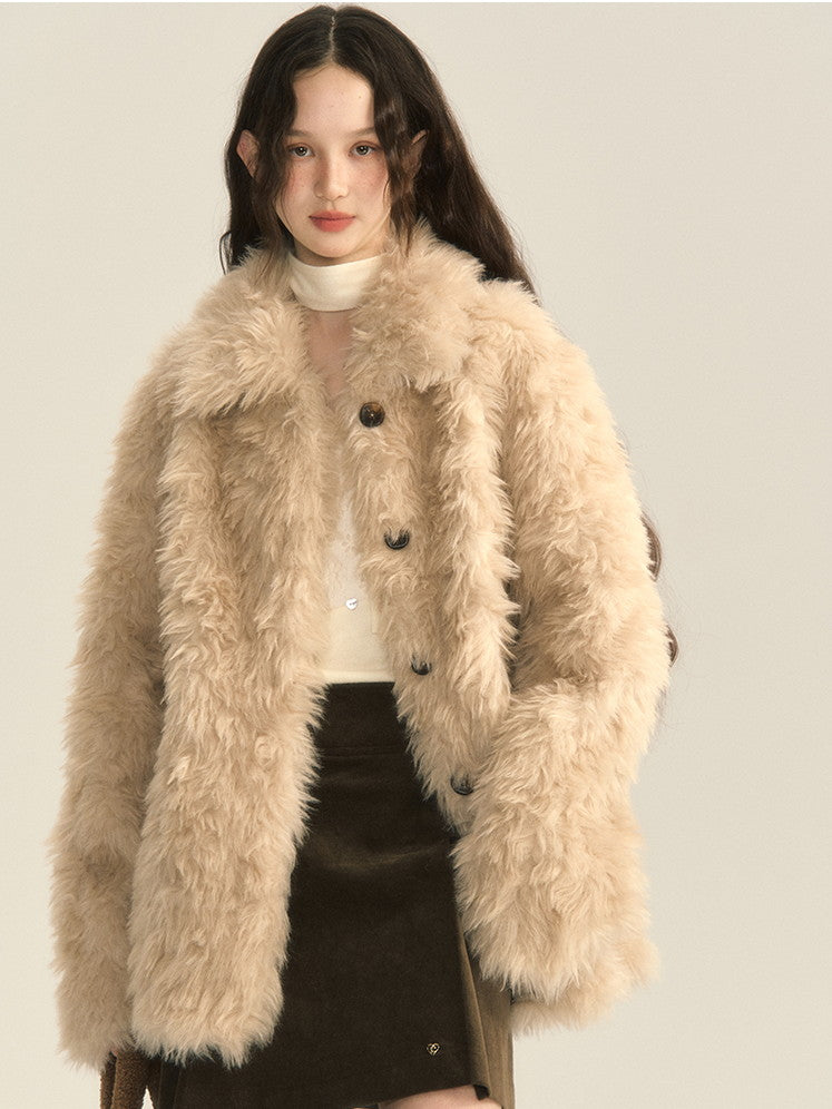 Fluffily Retro Oversize Winter Warm Boa-Jacket