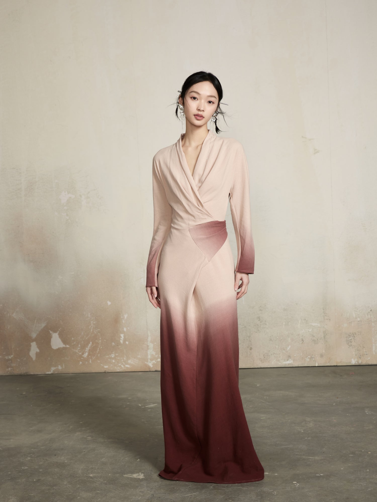 Cache-Coeur Classy Gradation Slim Elegant Long One-Piece