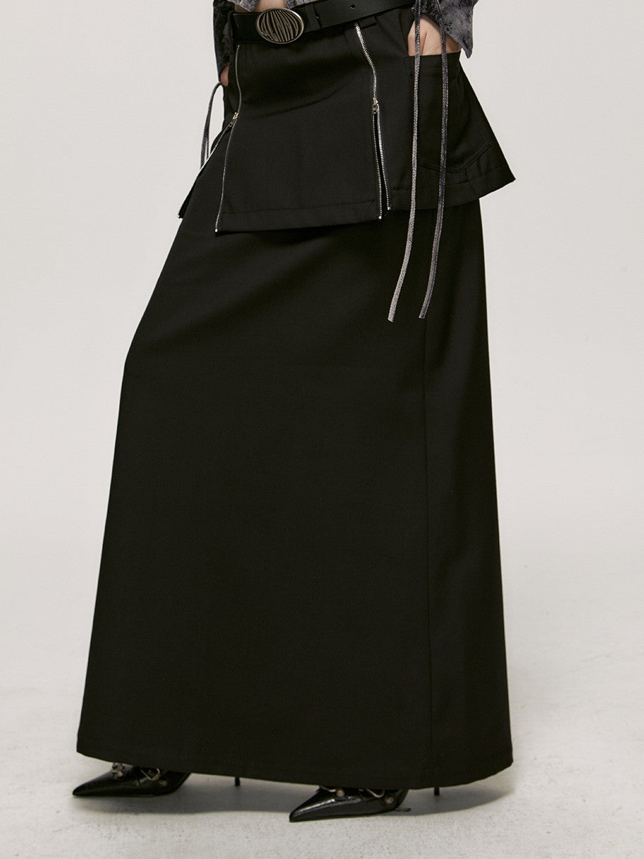 Zip Layrerd Nichi Chic Nichi Long-Skirt