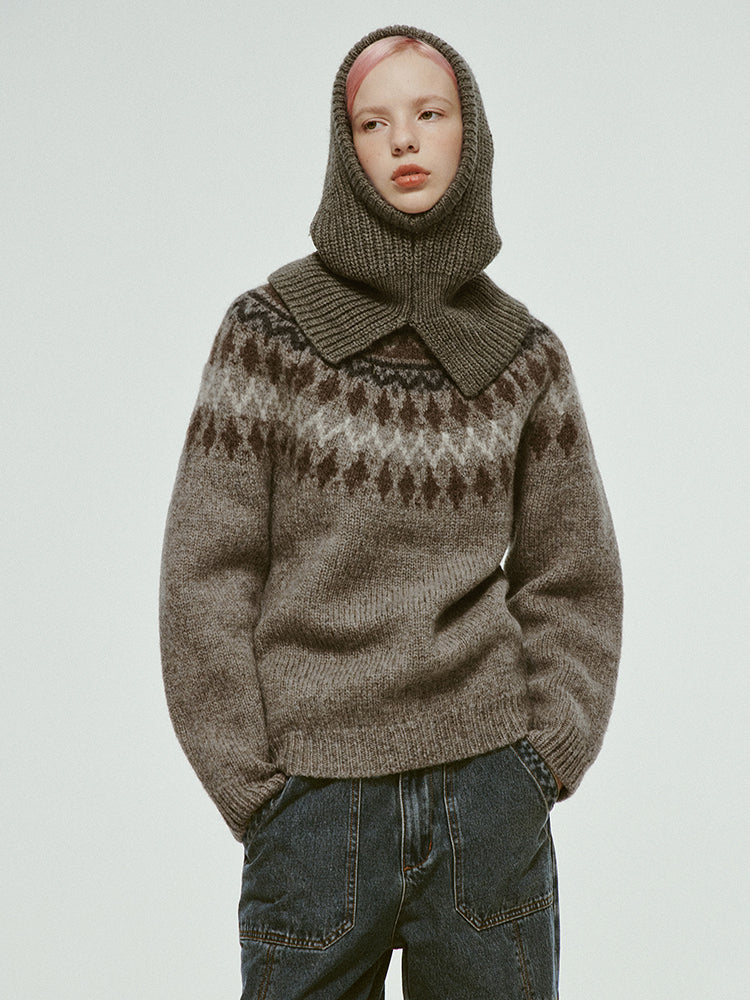 Nordic Crew-Neck Casual Oversize Retro Treen Retro