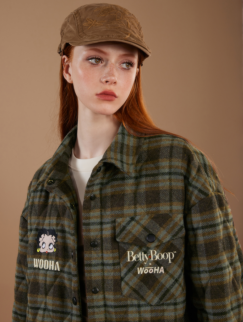 Betty Badge Checked Retro Oversize Flannel-Shirt