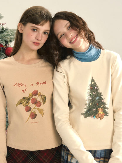 Slim Winter Christmas Round-Neck Simple Cutsew