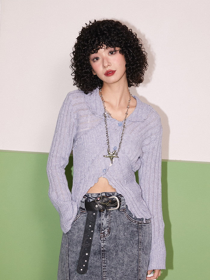 Flare-Sleeve Mellow Simple Slim Casual Knit