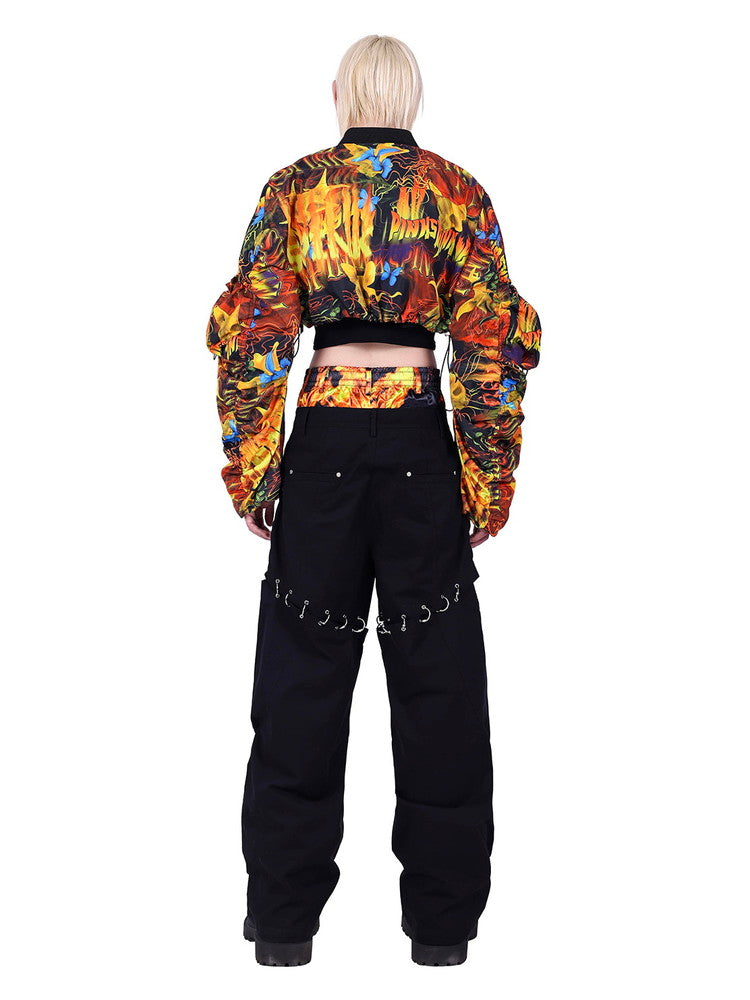 Unisex Nichi Drawstring Flashy Fire Short-Blouson