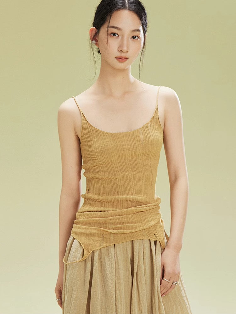 Damage Simple Slim Camisole Summer-Knit