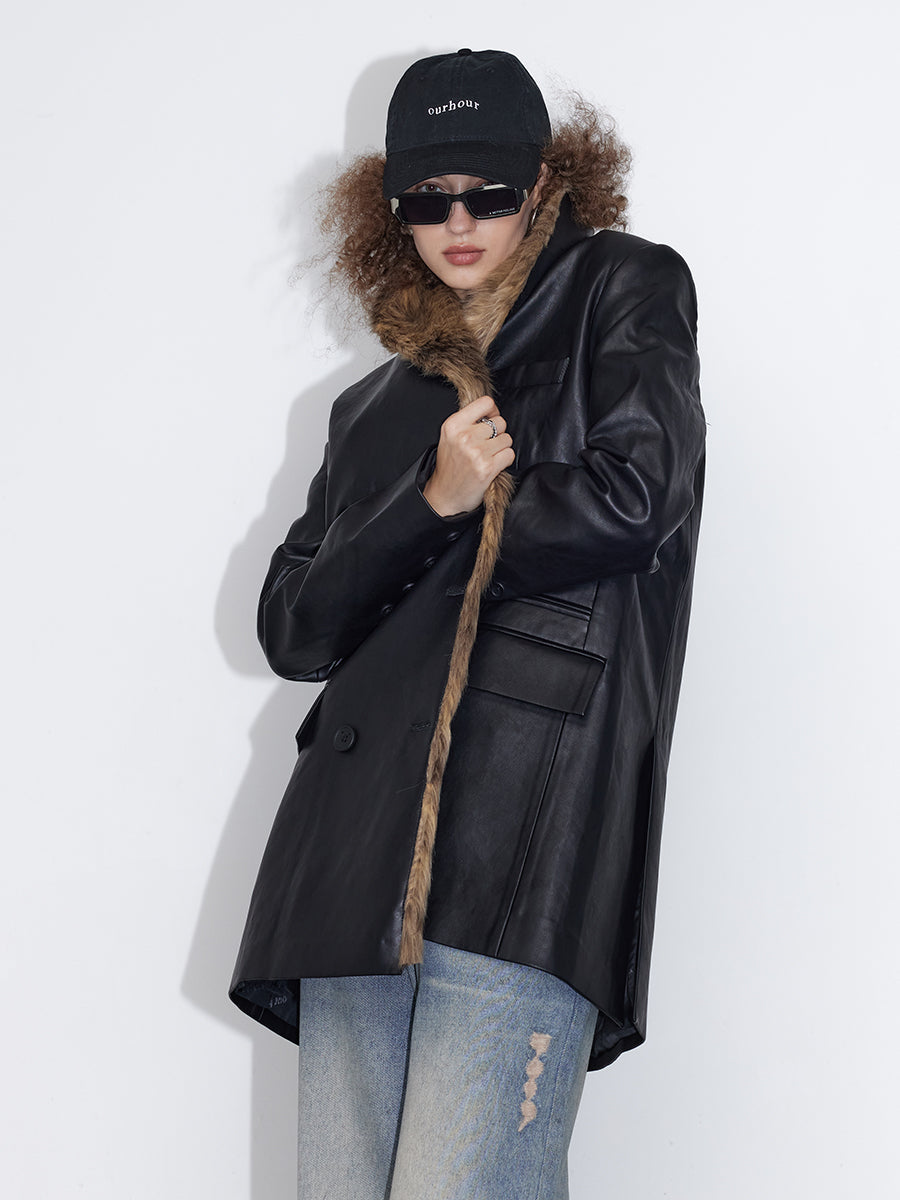 High-End Leather Gur Long-Coat