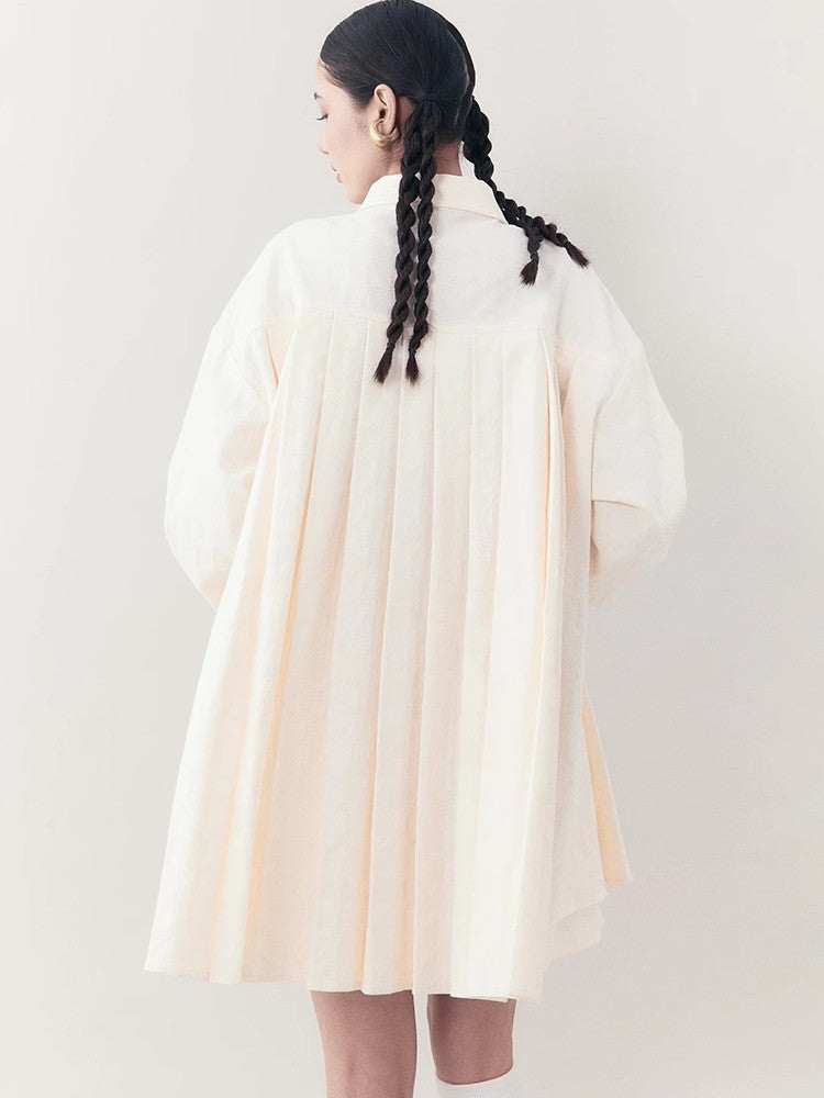 Oversize Back-Pleats Nichi Natural Tie Shirt