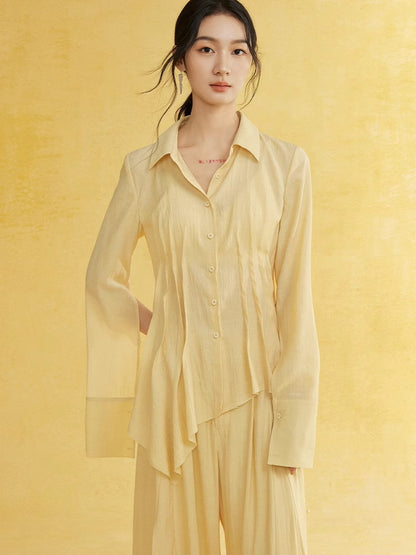 Pleats Wrinkled Natural Curve Shirt