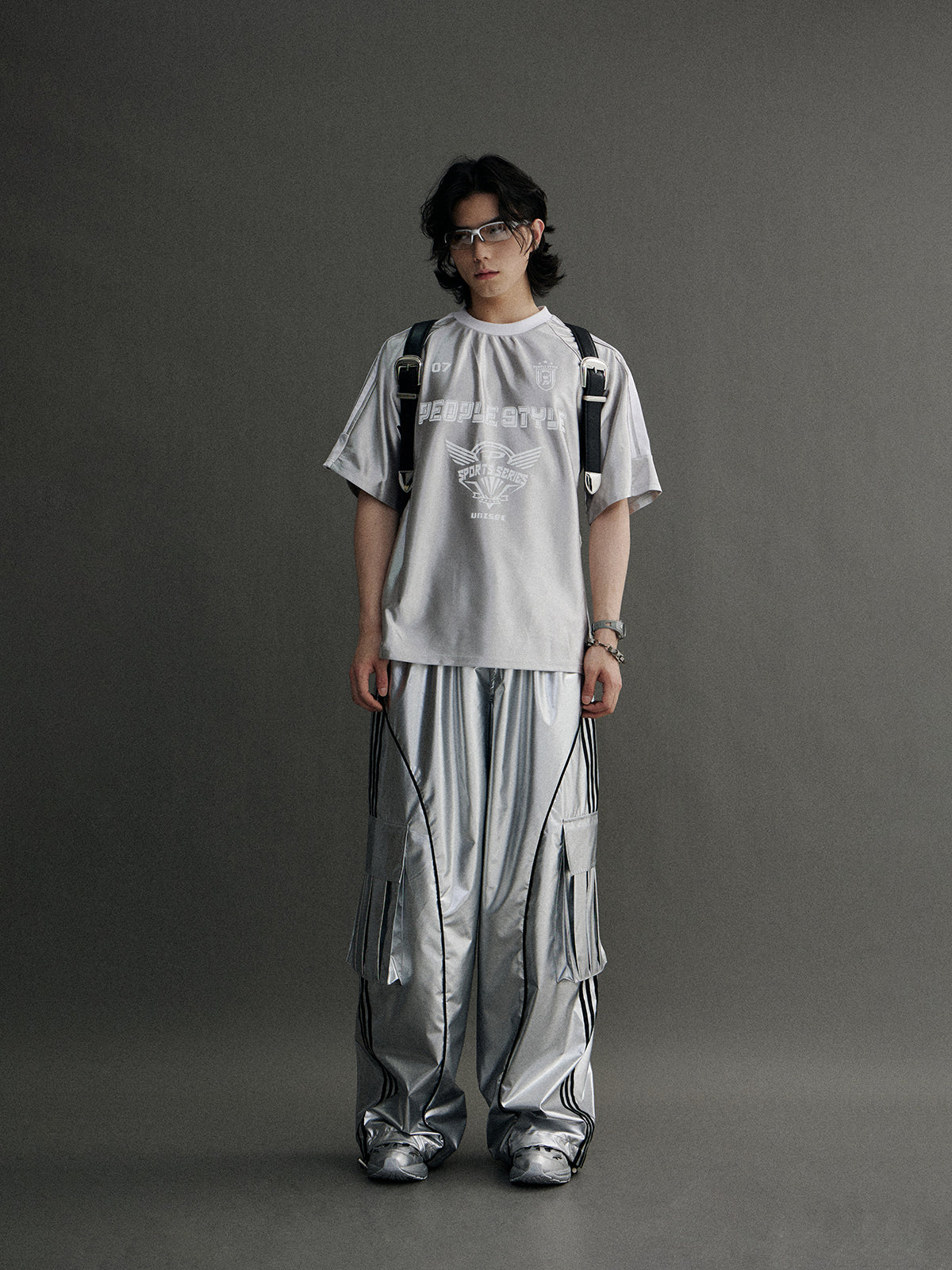 Unisex Glossy Oversize Metallic T-Shirt