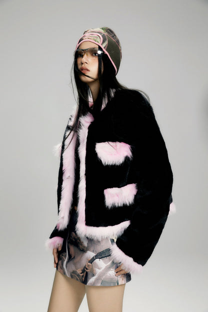 Elegant Chic Monotone Luxury Warm Fur-Jacket