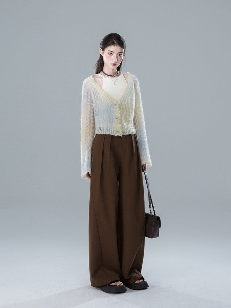 Casual Straight Simple High-Waist Wide-Pants