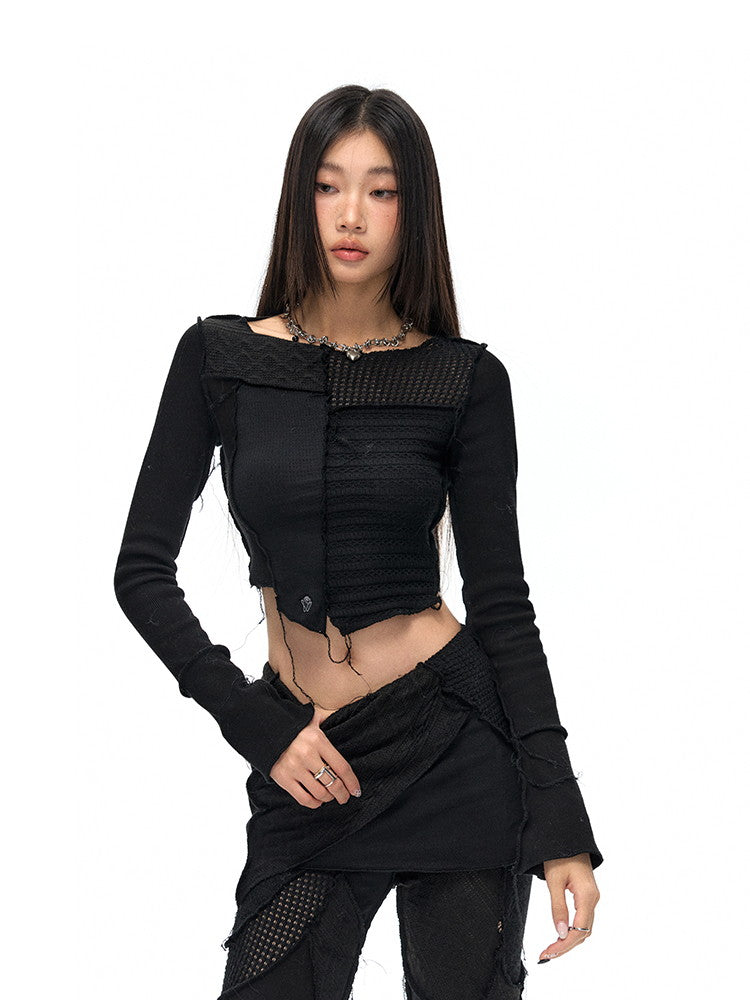 Nichi Unique Mesh Casual Patchwork Tops &amp; Patns