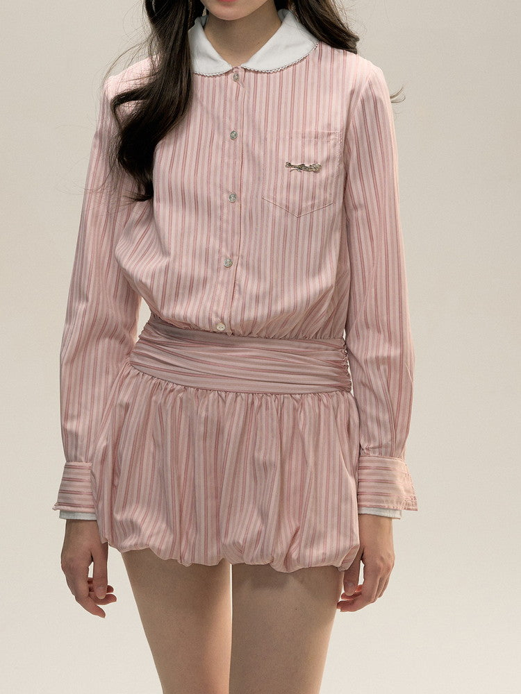 Stripe Balloon Nichi Short Shirt Dress