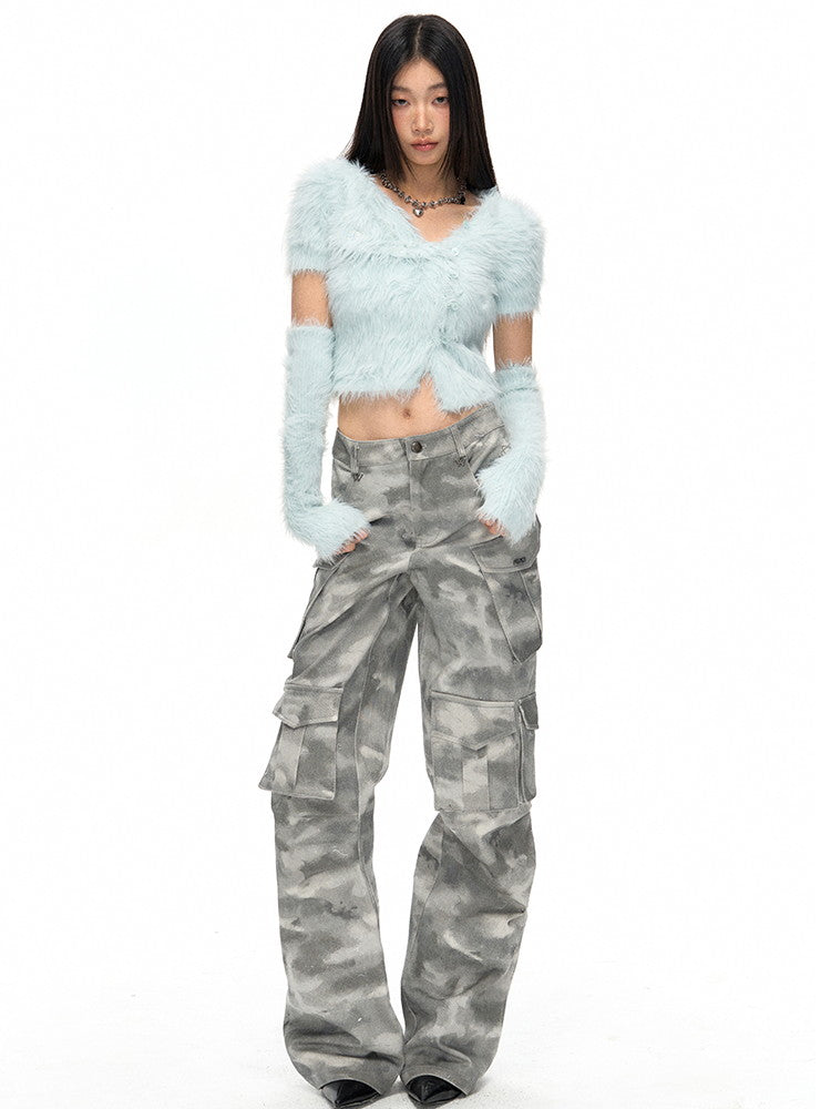 Side-Pocket Camouflage Casual Wide Sporty Cargo-Pants