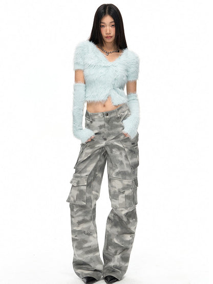 Camouflage de poche latérale Casual Wide Sporty Cargo-Pants