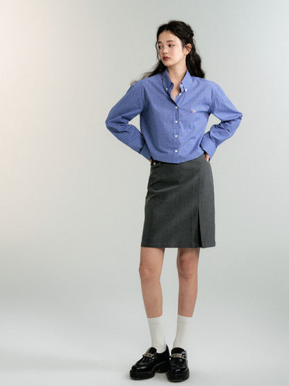 Simple Middle High-Waist Plain Skirt