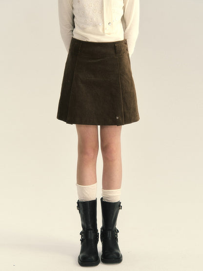 Corduroy Trapezium Short Simple A-Line Mini-Skirt