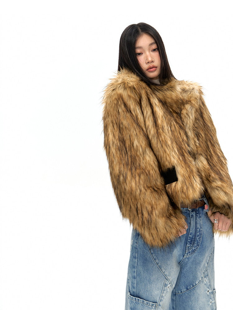 High-End Plain Fluffily Warm Winter Fur-Jacket