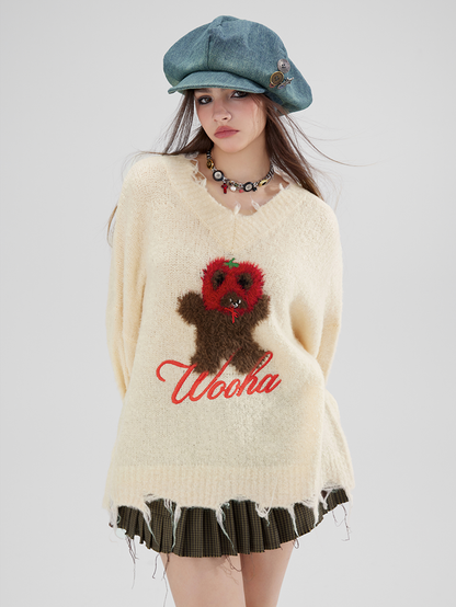 Damage Nichi Loose Oversize V-Neck Knit