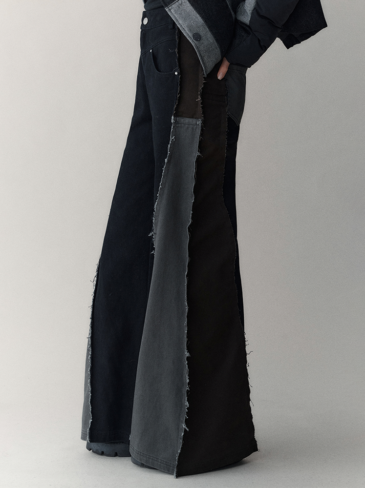 Denim Tassel Casual Patchwork Flare-Pants