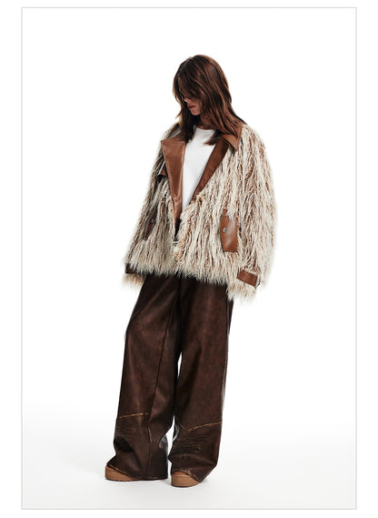 High-End-Nichi-Doppel-Zip-Leder-Mix-Retro Fur-Jacket