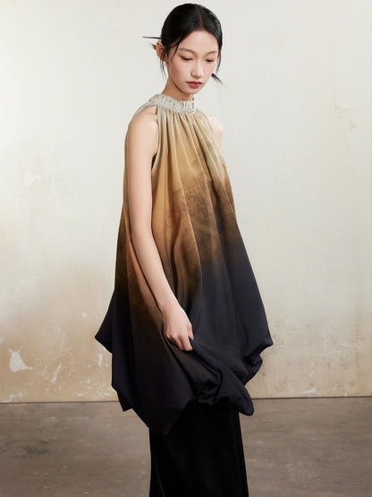 Set-Up Nichi Drape Flare No-Sleeve Gradation Blouse＆Long-Skirt